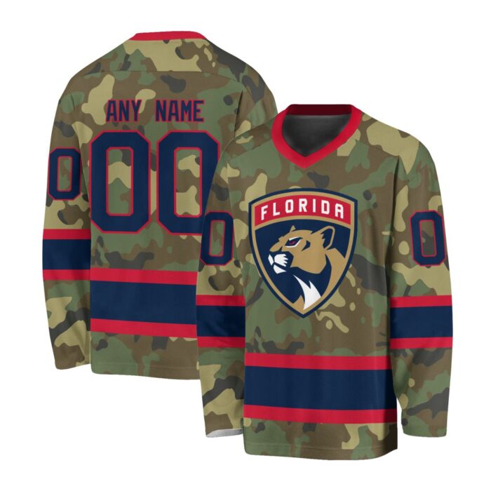 NHL Florida Panthers Special Camo Design V-neck Hockey Jersey FHJ302