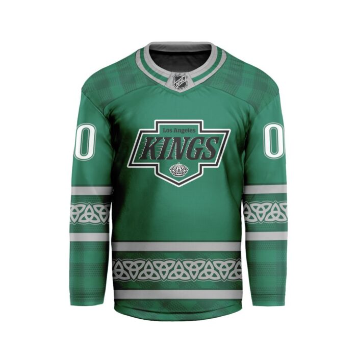 NHL Los Angeles Kings Special Design For St.Patrick's Day Hockey Jersey Collar Logo FHC1003