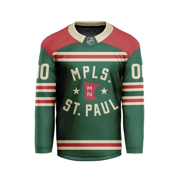 NHL Minnesota Wild Personalized Winter Classic Hockey Jersey Collar Logo