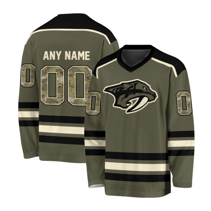 NHL Nashville Predators Special Camo V-neck Hockey Jersey FHJ301