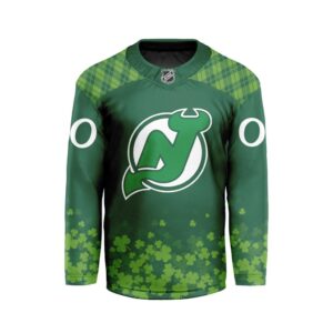 NHL New Jersey Devils Special Design For St.Patrick's Day Hockey Jersey Collar Logo FHC1004