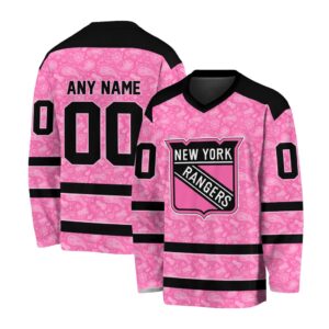 NHL New York Rangers Special Pink V-neck Hockey Jersey FHJ301