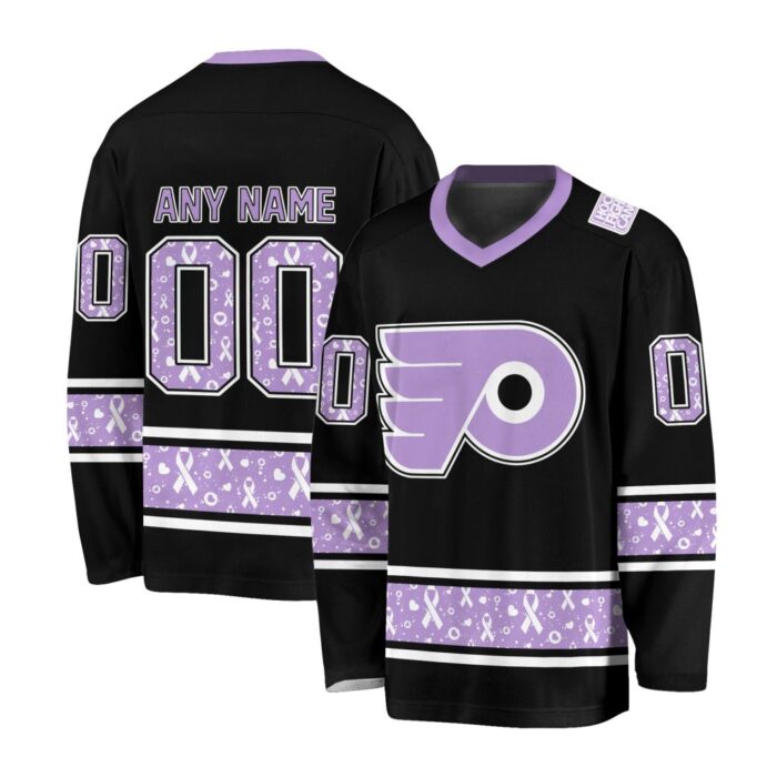 NHL Philadelphia Flyers Special Black Hockey Fight Cancer V-neck Hockey Jersey FHJ301