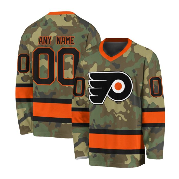 NHL Philadelphia Flyers Special Camo Design V-neck Hockey Jersey FHJ302