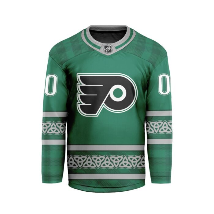 NHL Philadelphia Flyers Special Design For St.Patrick's Day Hockey Jersey Collar Logo FHC1003