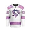 NHL Pittsburgh Penguins Personalized Hockey Fights Cancer Design Hockey Jersey Collar Logo