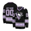 NHL Pittsburgh Penguins Special Black Hockey Fight Cancer V-neck Hockey Jersey FHJ301