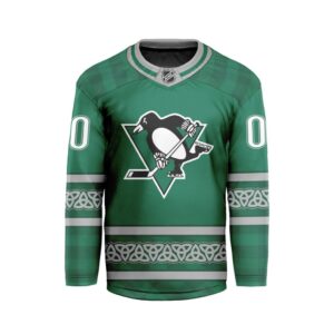 NHL Pittsburgh Penguins Special Design For St.Patrick's Day Hockey Jersey Collar Logo FHC1003