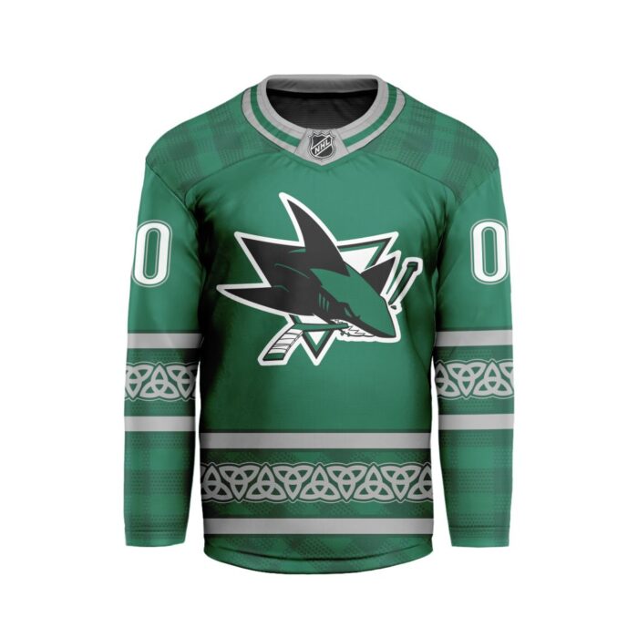 NHL San Jose Sharks Special Design For St.Patrick's Day Hockey Jersey Collar Logo FHC1003