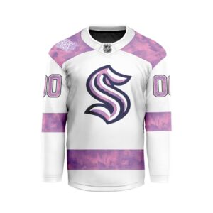 NHL Seattle Kraken Personalized Hockey Fights Cancer Design Hockey Jersey Collar Logo