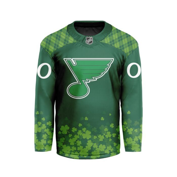 NHL St. Louis Blues Special Design For St.Patrick's Day Hockey Jersey Collar Logo FHC1004