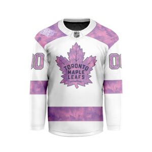 NHL Toronto Maple Leafs Personalized Hockey Fights Cancer Design Hockey Jersey Collar Logo