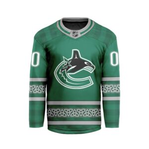 NHL Vancouver Canucks Special Design For St.Patrick's Day Hockey Jersey Collar Logo FHC1003