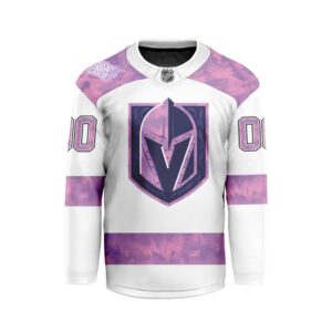 NHL Vegas Golden Knights Personalized Hockey Fights Cancer Design Hockey Jersey Collar Logo