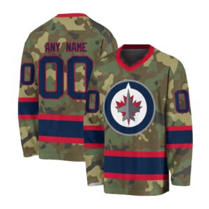 NHL Winnipeg Jets Special Camo Design V-neck Hockey Jersey FHJ302