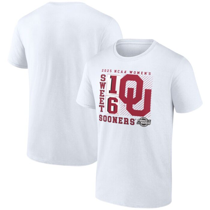 Oklahoma Sooners 2025 NCAA Women's Basketball Tournament March Madness Sweet 16 No Look Pass T-Shirt - White