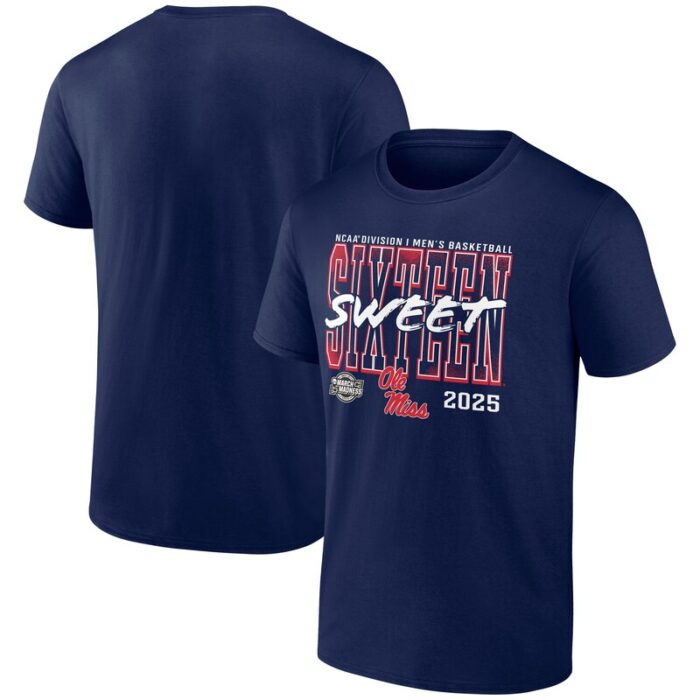 Ole Miss Rebels 2025 NCAA Men's Basketball Tournament March Madness Sweet 16 T-Shirt - Navy