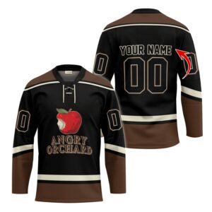 Personalized Angry Orchard Black And Brown Lace Hockey Jersey