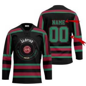 Personalized Black Born To Drink Jameson and Play Lace Hockey Jersey