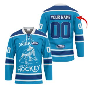 Personalized Born To Drink Bud Light and Play Lace Hockey Jersey