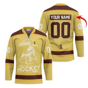 Personalized Born To Drink Captain Morgan and Play Lace Hockey Jersey