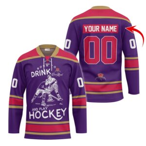 Personalized Born To Drink Crown Royal and Play Lace Hockey Jersey