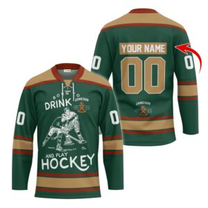 Personalized Born To Drink Jameson and Play Lace Hockey Jersey