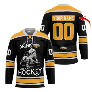 Personalized Born To Drink Modelo Beer and Play Lace Hockey Jersey