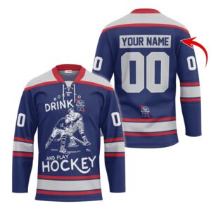 Personalized Born To Drink Pabst Blue Ribbon and Play Lace Hockey Jersey