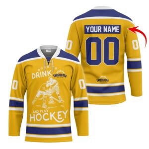 Personalized Born To Drink Twisted Tea and Play Lace Hockey Jersey