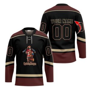 Personalized Captain Morgan Black And Brown Lace Hockey Jersey