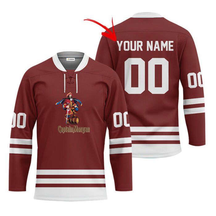 Personalized Captain Morgan Brown Retro Lace Hockey Jersey