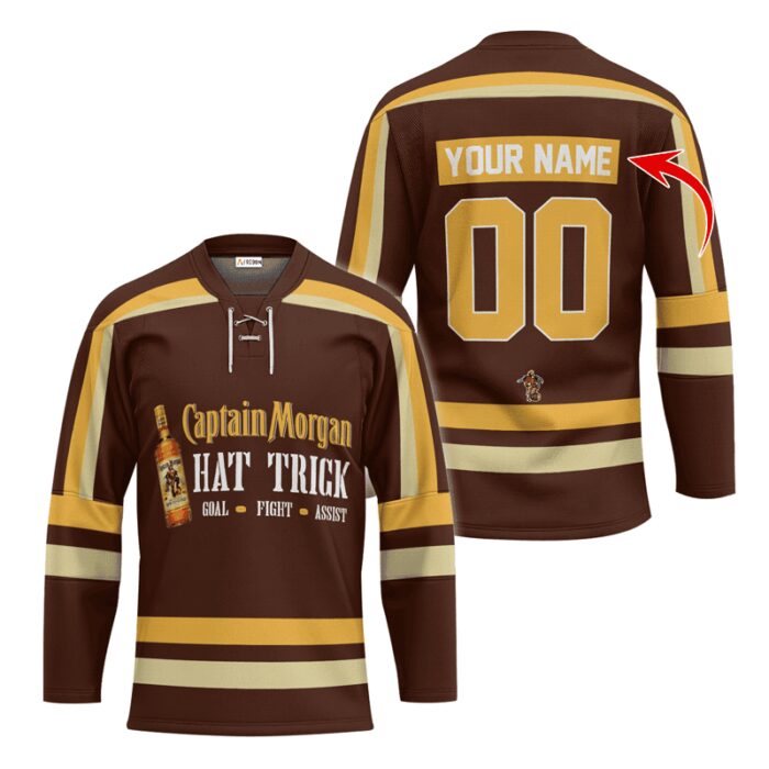 Personalized Captain Morgan Hat Trick Lace Hockey Jersey