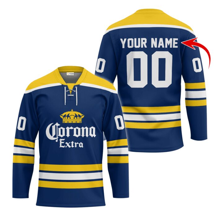 Personalized Corona Extra Blue Lace Hockey Jersey