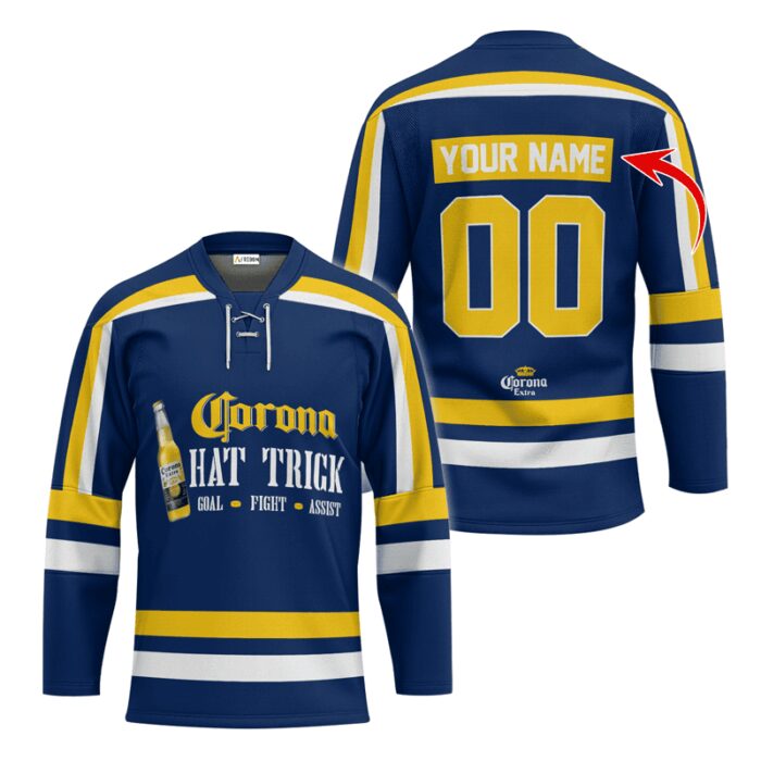 Personalized Corona Extra Hat Trick Lace Hockey Jersey