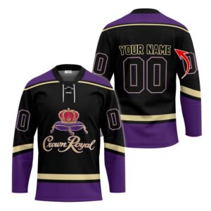 Personalized Crown Royal Black And Purple Lace Hockey Jersey