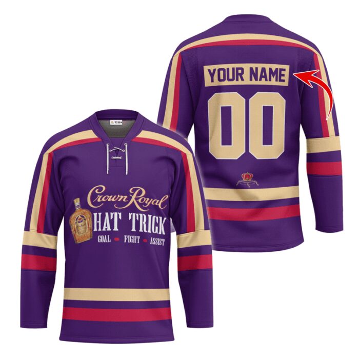 Personalized Crown Royal Hat Trick Lace Hockey Jersey