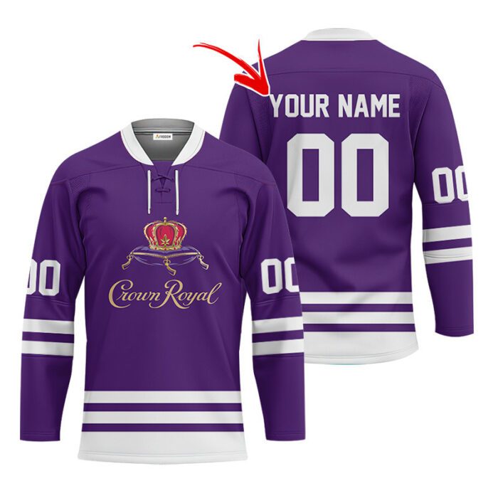 Personalized Crown Royal Purple Retro Lace Hockey Jersey