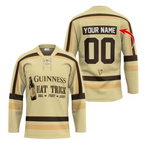 Personalized Guinness Beer Hat Trick Lace Hockey Jersey