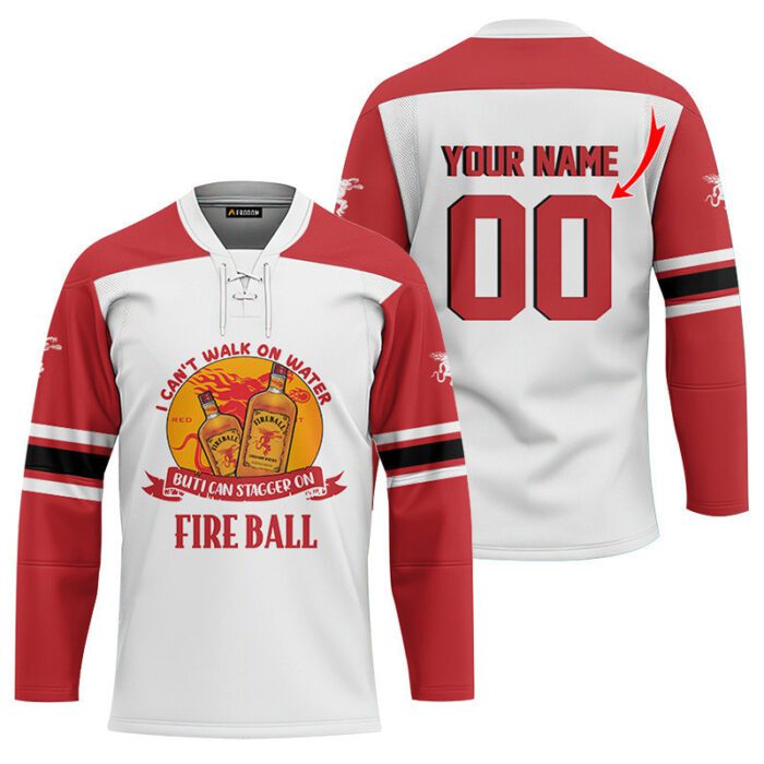 Personalized I Can Stagger On Fireball Whiskey Lace Hockey Jersey