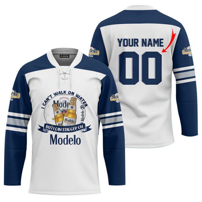 Personalized I Can Stagger On Modelo Beer Lace Hockey Jersey