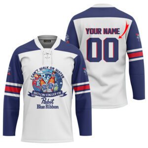 Personalized I Can Stagger On Pabst Blue Ribbon Lace Hockey Jersey