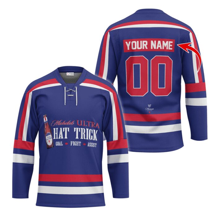 Personalized Michelob ULTRA Hat Trick Lace Hockey Jersey