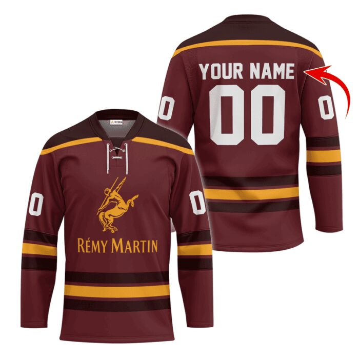 Personalized Remy Martin Brown Lace Hockey Jersey