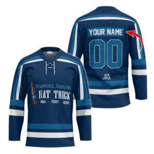 Personalized Samuel Adams Hat Trick Lace Hockey Jersey