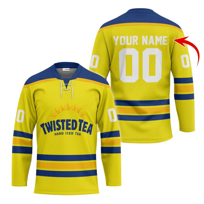 Personalized Twisted Tea Yellow Lace Hockey Jersey