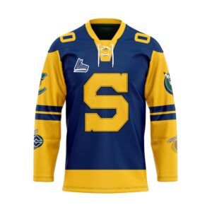 QMJHL Shawinigan Cataractes Personalized Blue Lace Hockey Jersey
