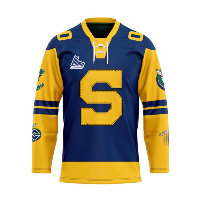 QMJHL Shawinigan Cataractes Personalized Blue Lace Hockey Jersey