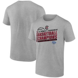 South Carolina Gamecocks 2025 SEC Women's Basketball Conference Tournament Champions T-Shirt - Heather Gray