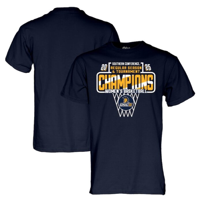 UNCG Spartans Blue 84 Unisex 2025 SoCon Women's Basketball Conference Tournament Champions T-Shirt - Navy